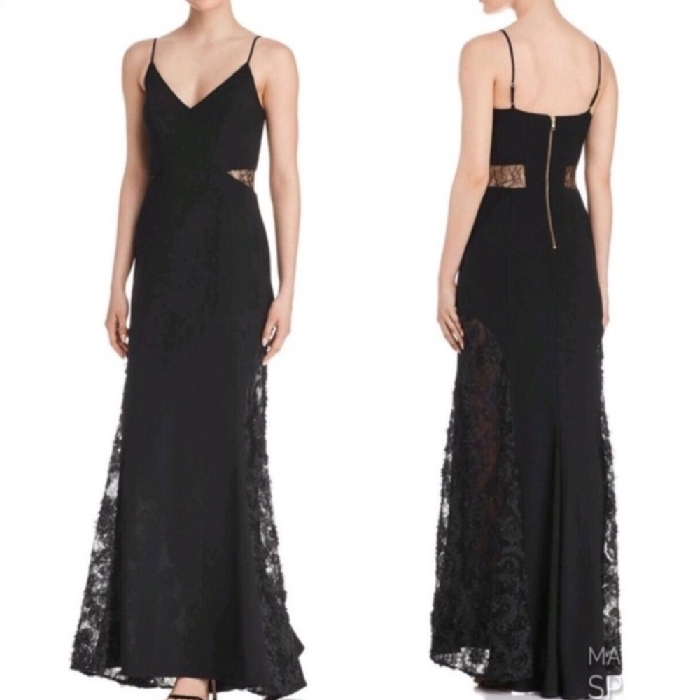 Betsy & Adam Black Lace Maxi Dress